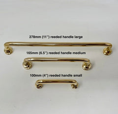 UNLACQUERED Polished Brass Reeded Handles | Backplates