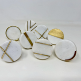 Round Stone and Brass Drawer Knob