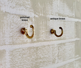 Solid Brass Hook in Polished Brass or Antique Brass
