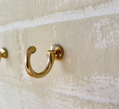Solid Brass Hook in Polished Brass or Antique Brass