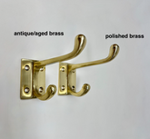 Solid Brass Double Hook Polished / Antique Finish