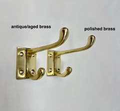 Solid Brass Double Hook Polished / Antique Finish
