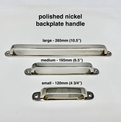 Polished Nickel BRASS Backplate Handles 4 3/4", 6.5", 10.5" Oval Knob Bubble Knob