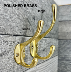 Double Solid Brass Elegant Classic Hook