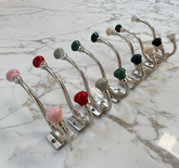 Silver Ceramic Knob Double Hooks