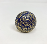 Moroccan Blue & Gold Brass Knob
