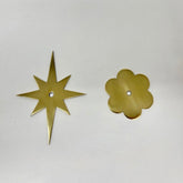 Polished Brass Star or Flower Backplate I00% Brass / Knob