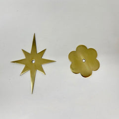 Polished Brass Star or Flower Backplate I00% Brass / Knob