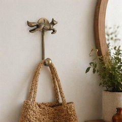 Running Fox Hook or Tie-Back - Antique Brass Iron