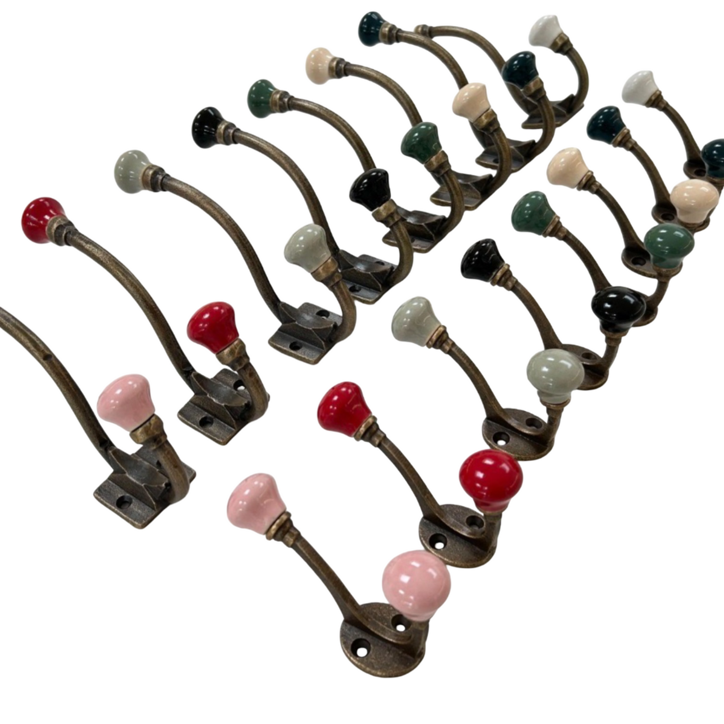 Ceramic Antique Brass Hooks in Large & Small