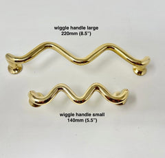 UNLACQUERED Polished Solid Brass WAVY | WIGGLE Handles