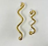 UNLACQUERED Polished Solid Brass WAVY | WIGGLE Handles