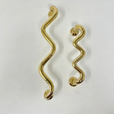 UNLACQUERED Polished Solid Brass WAVY | WIGGLE Handles