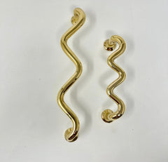 UNLACQUERED Polished Solid Brass WAVY | WIGGLE Handles