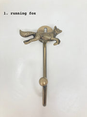 Vintage-Style Animal Hooks & Tie-Backs. Handmade. Antique Brass Iron Finish. Unique Decorative Hardware for Home Décor and Practical Use