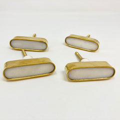 Oval Brass GOLD & Marble Stone Knob. Elegant, Durable Design with a Sophisticated Brass and Marble Combination for Cabinets, Drawers, & Furniture