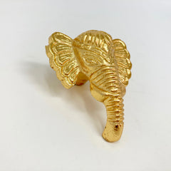 Gold Elephant Drawer Knob. Elegant, Detailed Elephant Design in Gold Finish for Cabinets, Drawers, & Furniture with a Touch of Exotic Charm