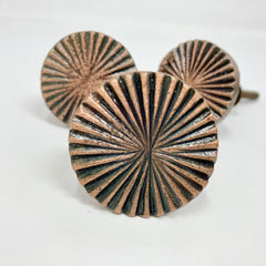 Antique Copper Vintage Art Deco Fan Drawer Knob 2 sizes Large & Small for Cabinets, Drawers, & Furniture