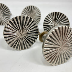 Antique Pewter Vintage Art Deco Fan Iron Drawer Pull. 2 sizes. Large & Small. Cabinet & Drawer Hardware