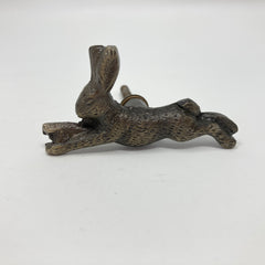 Antique Brass Running Rabbit Knob. Unique Vintage-Inspired Cabinet & Drawer Hardware for Nature-Themed, Rustic, or Whimsical Home Décor