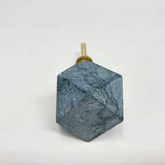 Geometric Green Marble Prism Stone Knob. Elegant, Modern Design with Polished Green Marble for Cabinets, Wardrobes Drawers, & Furniture