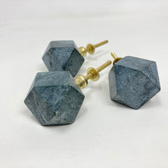 Geometric Green Marble Prism Stone Knob. Elegant, Modern Design with Polished Green Marble for Cabinets, Wardrobes Drawers, & Furniture