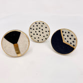 Hand-Painted Handmade Ceramic Knobs. Elegant Gold, Black & White Design for Cabinets, Drawers, & Furniture