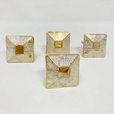 Square Moroccan Design Brass Knob. Elegant White & Gold Accent, Perfect for Cabinets, Drawers, & Furniture