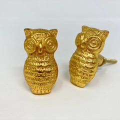 Gold Owl Metal Knob. Unique, Detailed Owl Design in Luxurious Gold Finish for Cabinets, Drawers, & Furniture with a Touch of Whimsy and Elegance