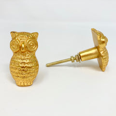 Gold Owl Metal Knob. Unique, Detailed Owl Design in Luxurious Gold Finish for Cabinets, Drawers, & Furniture with a Touch of Whimsy and Elegance