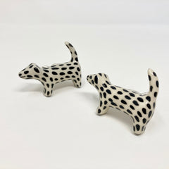 Black & White Spotted Dog Knob. Handcrafted Ceramic Decorative Knob for Cabinets, Drawers, and Furniture