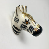 Ceramic Zebra Knob. Elegant Black & Gold Detailing, Stylish Hardware for Cabinets, Drawers, & Furniture with a Bold, Animal-Inspired Design