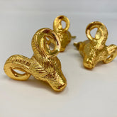 Gold Ram Knob. Bold, Intricate Ram Design in Gold Finish for Cabinets, Drawers, & Furniture with a Strong, Elegant Touch