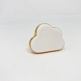 Gold-Edged White Cloud Ceramic Knob. Elegant Decorative Cabinet & Drawer Hardware for Modern, Chic Home Décor and Interior Design
