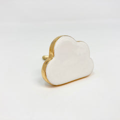 Gold-Edged White Cloud Ceramic Knob. Elegant Decorative Cabinet & Drawer Hardware for Modern, Chic Home Décor and Interior Design