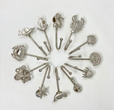 Silver Sea-life Marine Nautical Hooks Tie-Back Towel Hook Iron for Home, Bathroom Bedroom Office, & Garden Décor