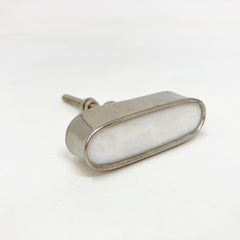 SILVER Oval Brass & Marble Stone Knob for Cabinets, Drawers, & Furniture