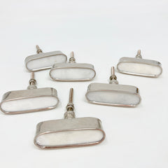 SILVER Oval Brass & Marble Stone Knob for Cabinets, Drawers, & Furniture