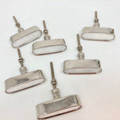 SILVER Oval Brass & Marble Stone Knob for Cabinets, Drawers, & Furniture