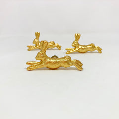 Running Rabbit Bunny Hare Knob in Gold. Charming, Nature-Inspired Design with a Gold Finish for Cabinets, Drawers, & Furniture