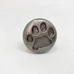 Antique Pewter Dog / Cat / Animal Paw Print Pet Knob for Cabinets, Drawers, & Furniture