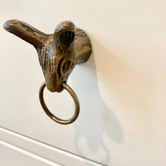 Ring Woodland Antique Brass Animals Stag Hare Fox Owl with Pull Ring Drawers Cupboard Dresser