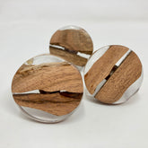 Round Clear Resin & Wood Knob. Modern, Chic Design Combining Clear Resin & Natural Wood for Cabinets, Drawers, & Furniture
