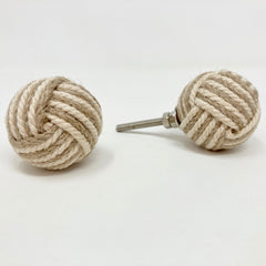 Jute Rope Natural & White Knob. Stylish, Eco-Friendly Design for Nurseries, Cabinets, & Drawers with a Soft, Rustic Touch