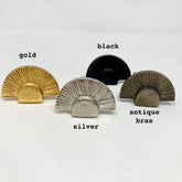 Art Deco Metal Half Fan Knob. Elegant Vintage-Inspired Cabinet & Drawer Hardware for Retro Home Décor, Furniture Renovation, and Interior Design