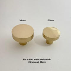 Flat Knob in Solid Polished Brass | 25mm and 30mm | Cabinet Knobs and Handles | I00% Brass | Kitchen Handle Replacement