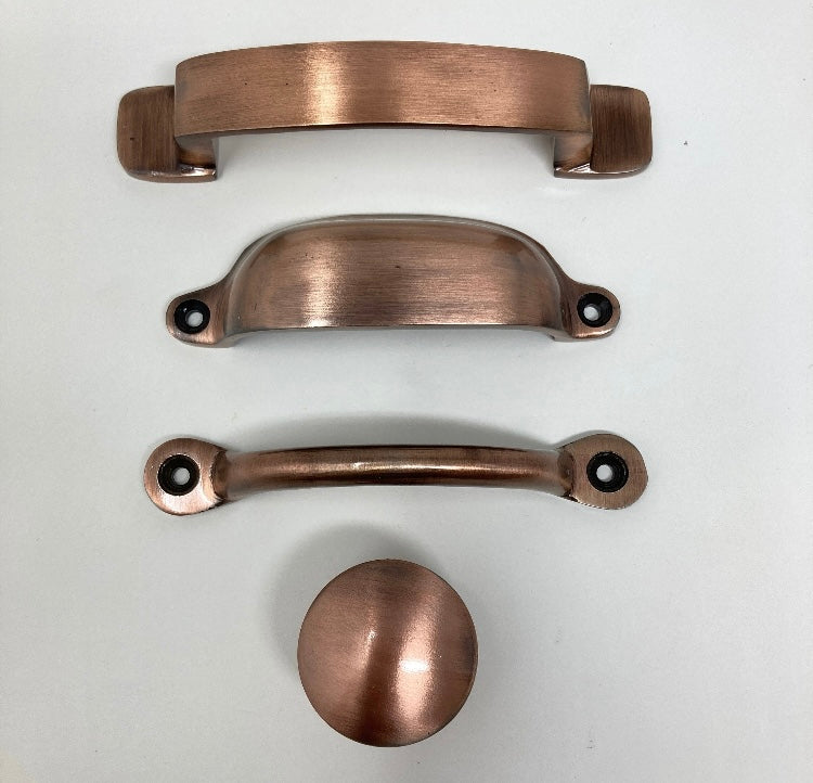 Antique Copper Handles & Cabinet Knob. Rustic Iron Hardware for Home Décor, Drawers, and Furniture Renovation