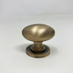 Aged Solid Lacquered Brass Oval Knob | 38mm x 25mm| Cabinet Knobs and Handles | I00% Brass | Kitchen Handle Replacement