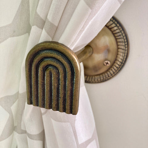 Art Deco Arch Hook Curtain Hold Back Curtain Tie Back Jewellery Hook Antique Brass Iron