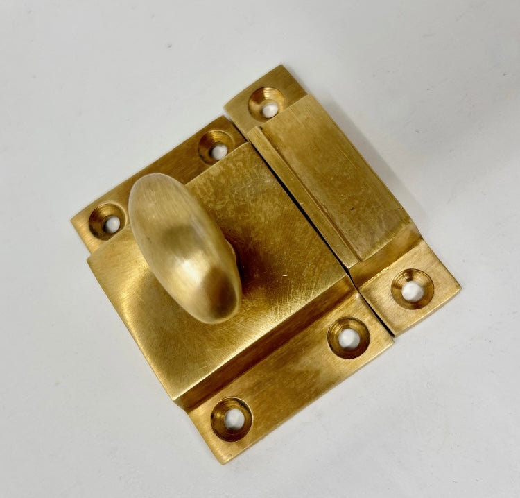 UNLACQUERED Cabinet Kitchen Door Latch | Cupboard Turn Latch Catch Knob | Shaker Style | Polished Brass | Aged Brass | Cast Iron